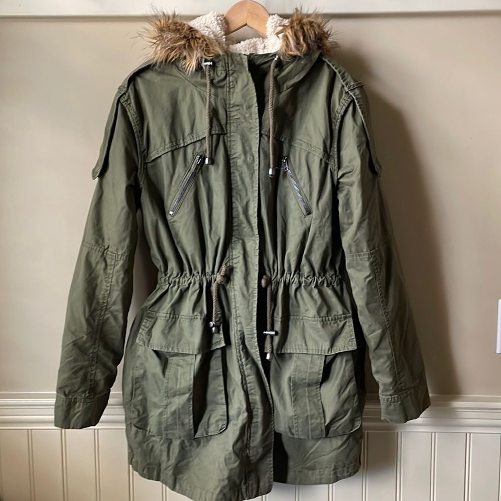 NWOT ASOS parka Khaki mid length size 8